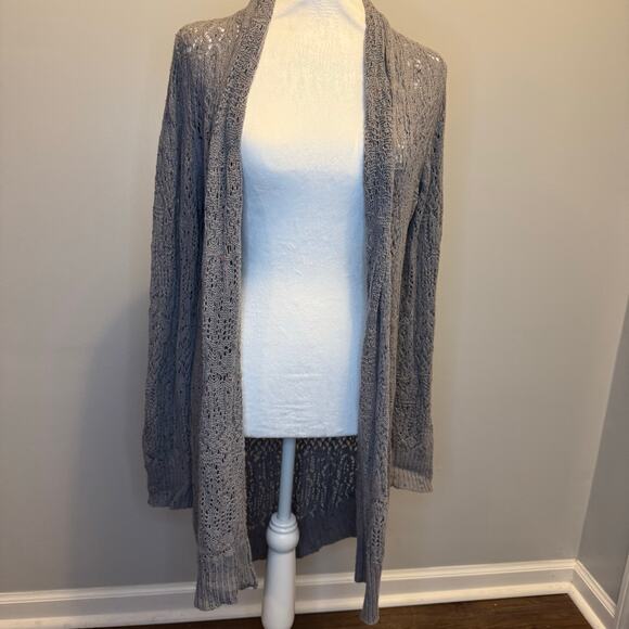 Matilda Jane gray open-knit cardigan sweater Pixie Dust Secret Fields Size LARGE - Picture 1 of 7